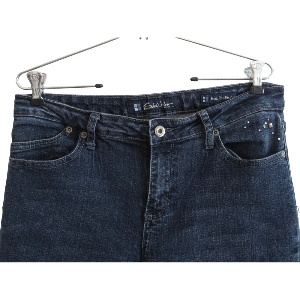 Salt Works NYC Mid Rise Bootcut Jeans‎ 12P Dark Wash Studded Stretch Denim Glam